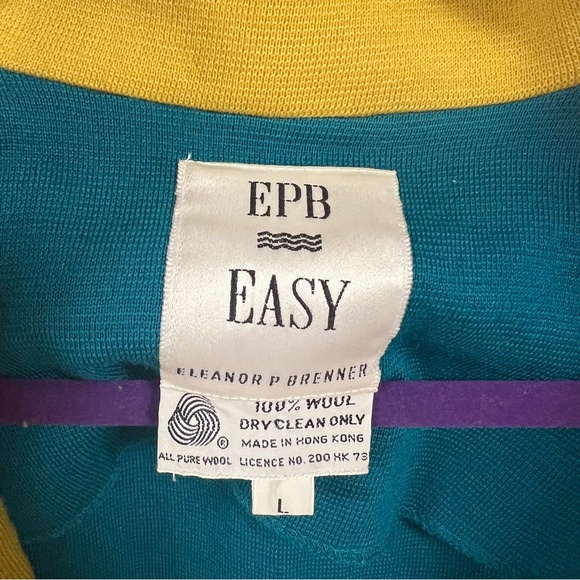 EPB Easy Eleanor P Brenner vintage dark teal and yellow striped heart blazer - Picture 2 of 8